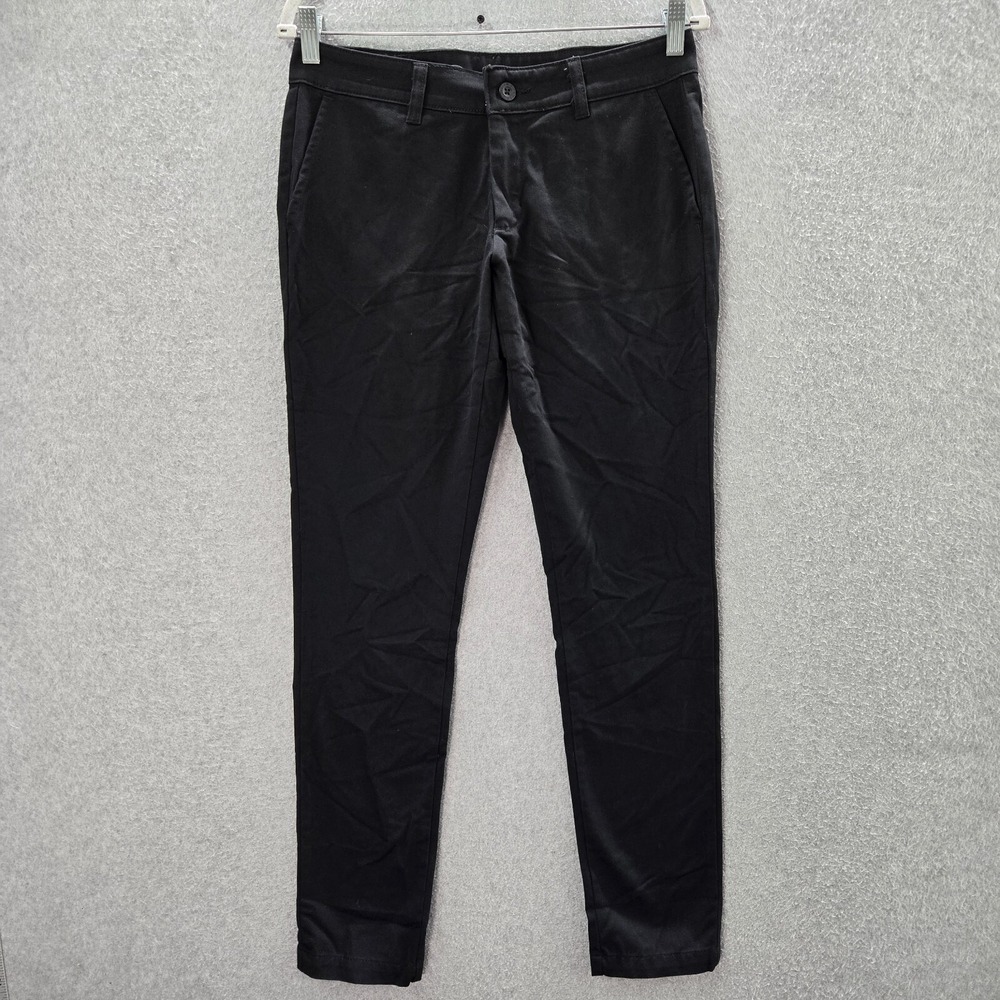 Dickies Women Pants 6R Black Chino Skinny Logo Workwear Mid Rise